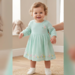 Baby / Toddler Duck-Embroidered Muslin Dress (or Gauze Frock).
