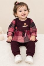 Berry Plaid Bunny Baby Girl Co-ord Set