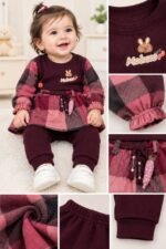 Berry Plaid Bunny Baby Girl Co-ord Set - Image 2