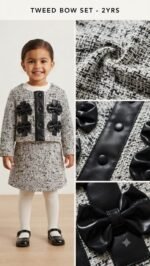 Girls’ Premium Tweed Winter Frock Dress Set - Image 2