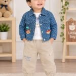 Boys Premium Printed Denim Jacket with Winter Jogger Pants Set