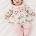 Pink Floral Princess Top with Embroidered Jacket & Matching Pants Set for Baby Girls