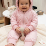 Baby Girl Quilted Teddy-Ear Hooded Winter Romper