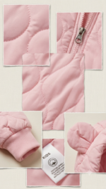 Baby Girl Quilted Teddy-Ear Hooded Winter Romper - Image 2