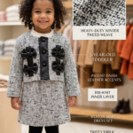 Girls’ Premium Tweed Winter Frock Dress Set