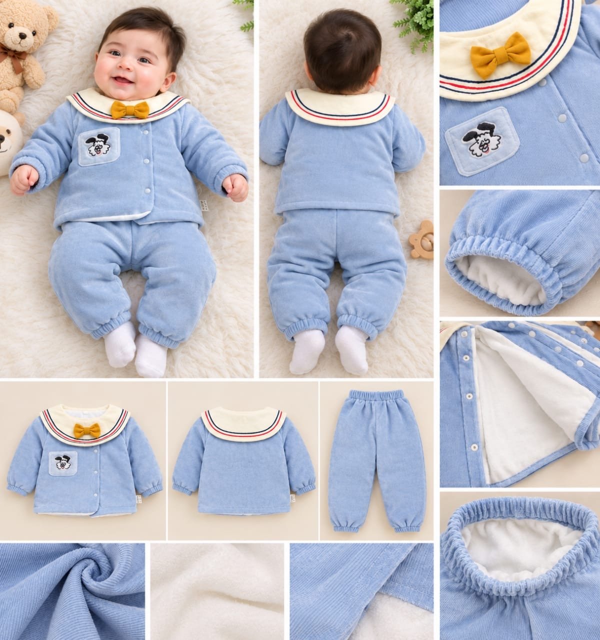 c7b22780-5659-42e4-a2a3-1946a1762de9.jpeg Baby Boys’ Winter Velour 2-Piece Set - Image 1