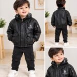 Boys' Black Leather Winter Jacket